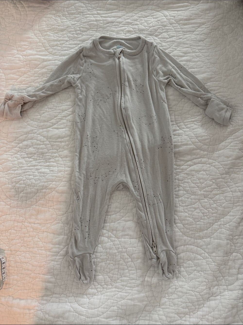 cloud island Light Gray Speckled Zip Footed One-Piece